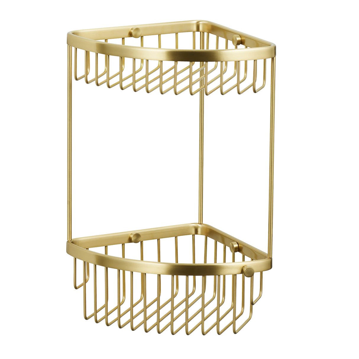 Miller Signature 2 Tier Corner Basket in Brushed Brass