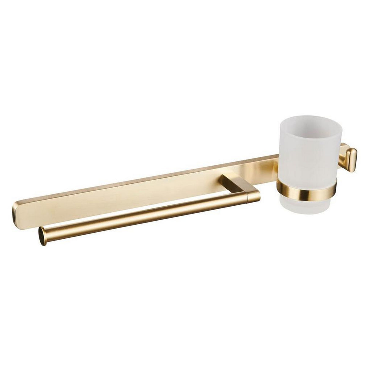 Eastbrook Asti Towel Rail and Hook with Tumbler Holder in Brushed Brass