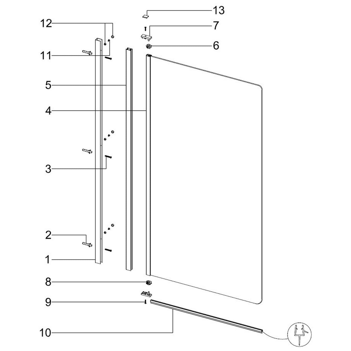 Ajax Matt Black Single Straight 6mm Bath Screen