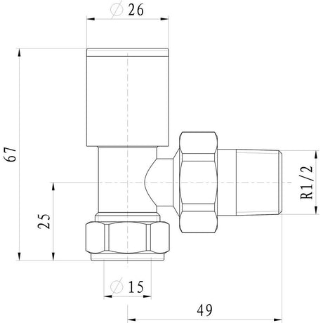 Ajax Patterned Angled Radiator Valves in White dimensions