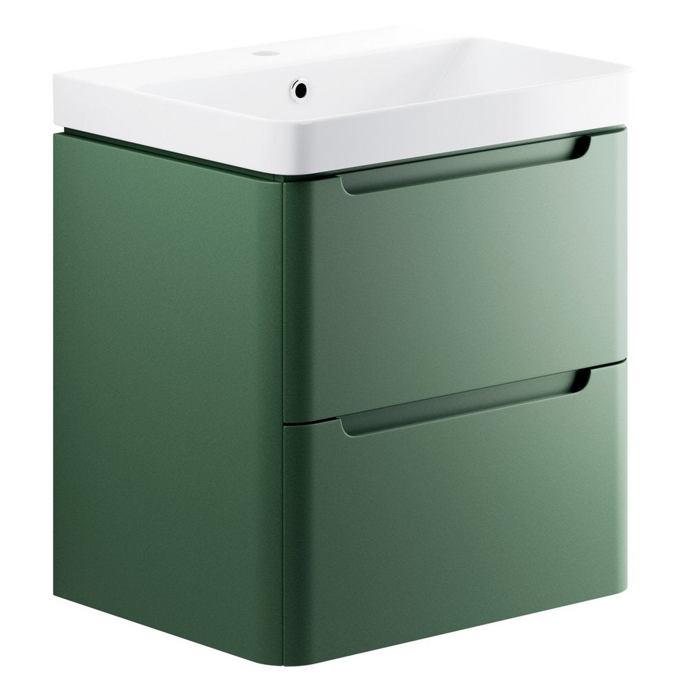 Ajax Ferriby Matt Sage Green Wall Hung Vanity Unit 605mm