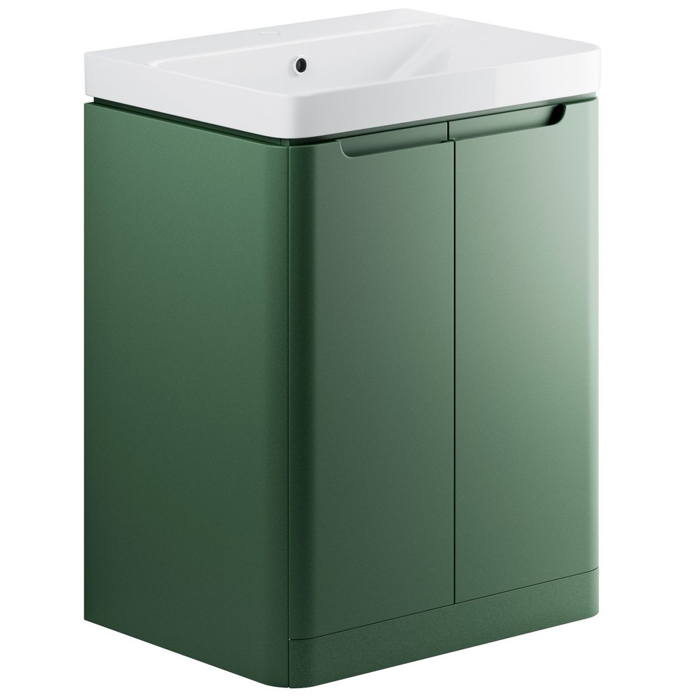 Ajax Ferriby Matt Sage Green Floor Standing Vanity Unit 605mm
