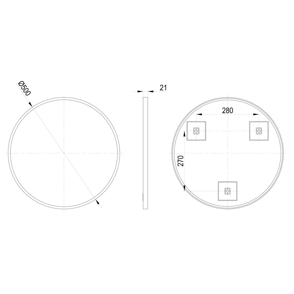 Ajax Gedney 500mm Round Mirror in Brushed Brass