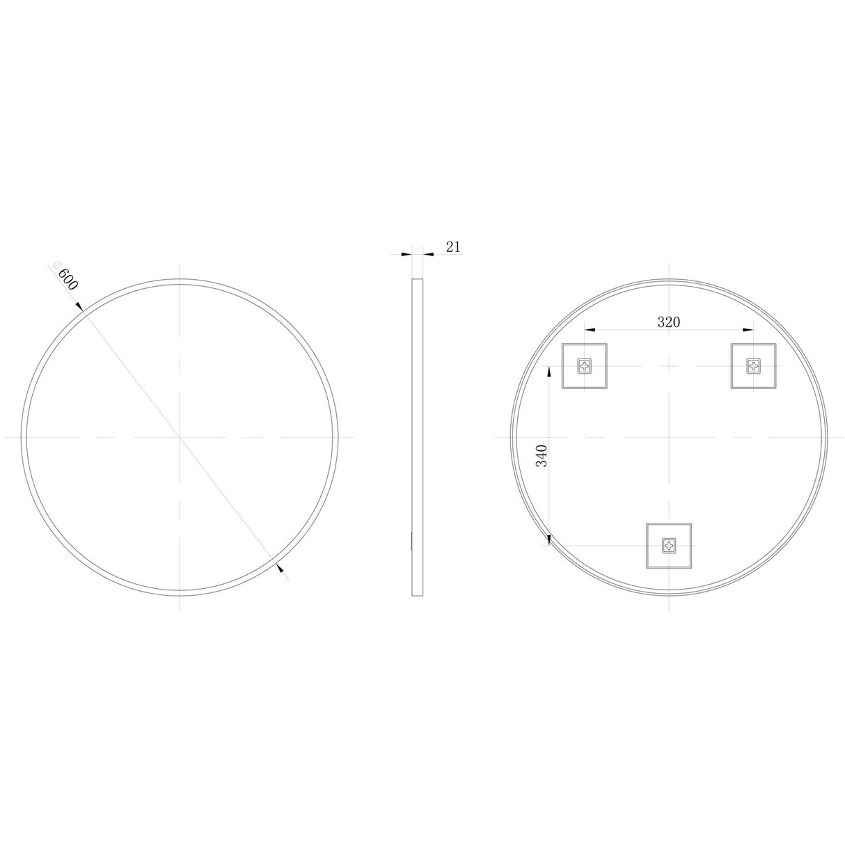 Ajax Gedney 600mm Round Mirror in Brushed Brass