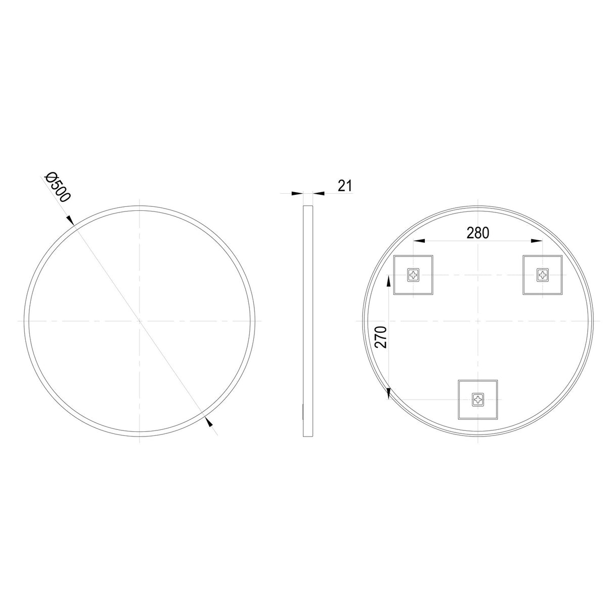 Ajax Gedney 500mm Round Mirror in Matt Black