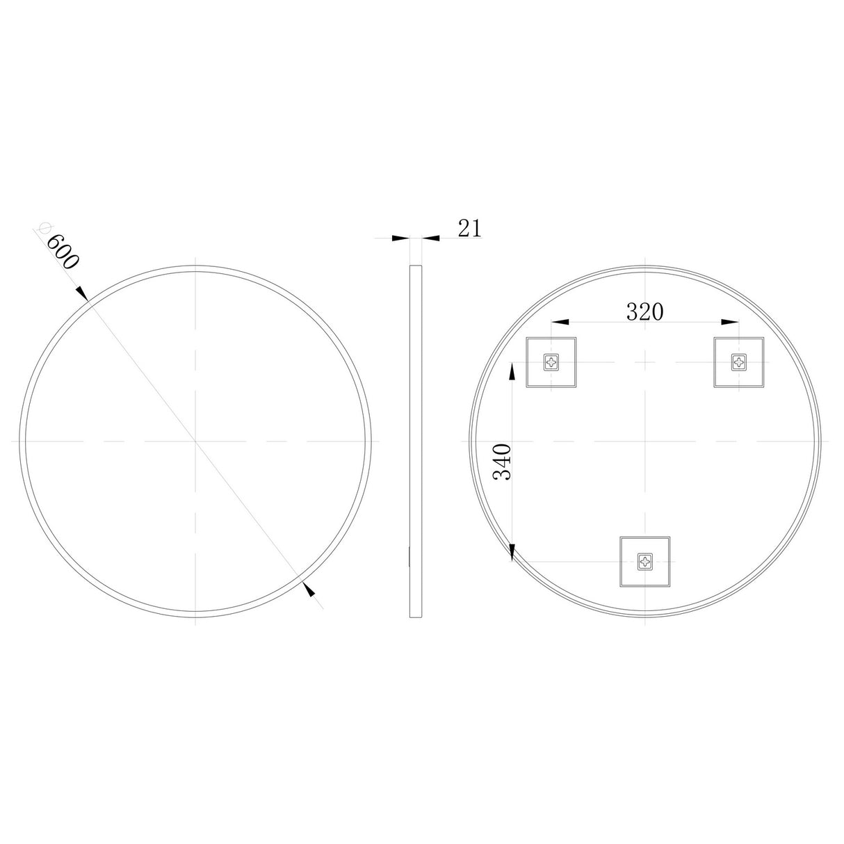 Ajax Gedney 600mm Round Mirror in Matt Black