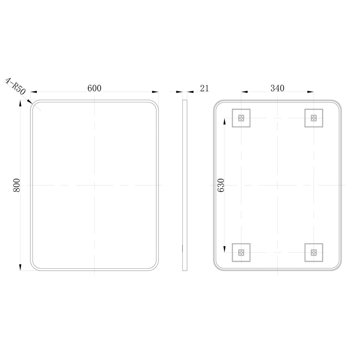 Ajax Gedney 600 x 800mm Rectangular Mirror in Brushed Brass