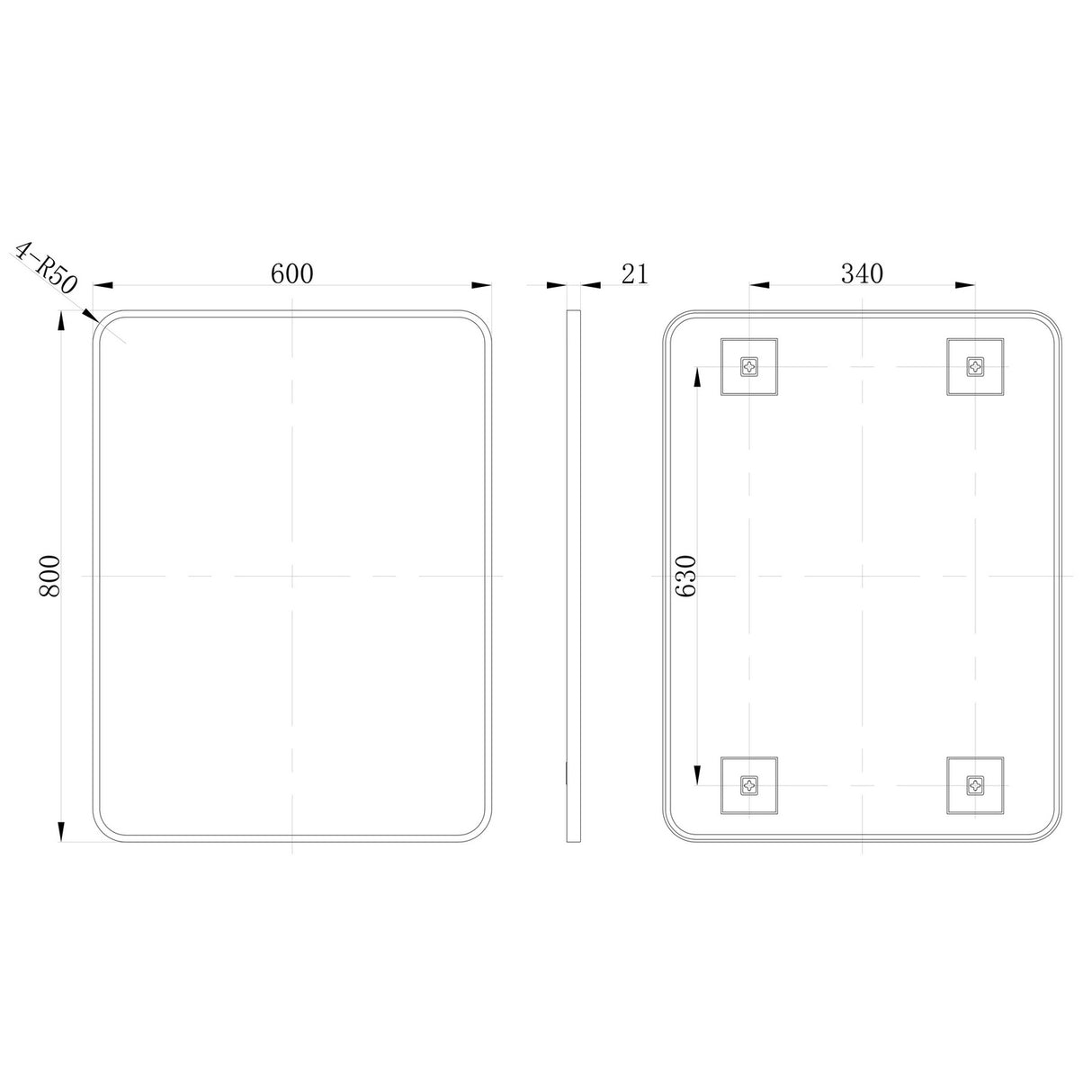 Ajax Gedney 600 x 800mm Rectangular Mirror in Matt Black