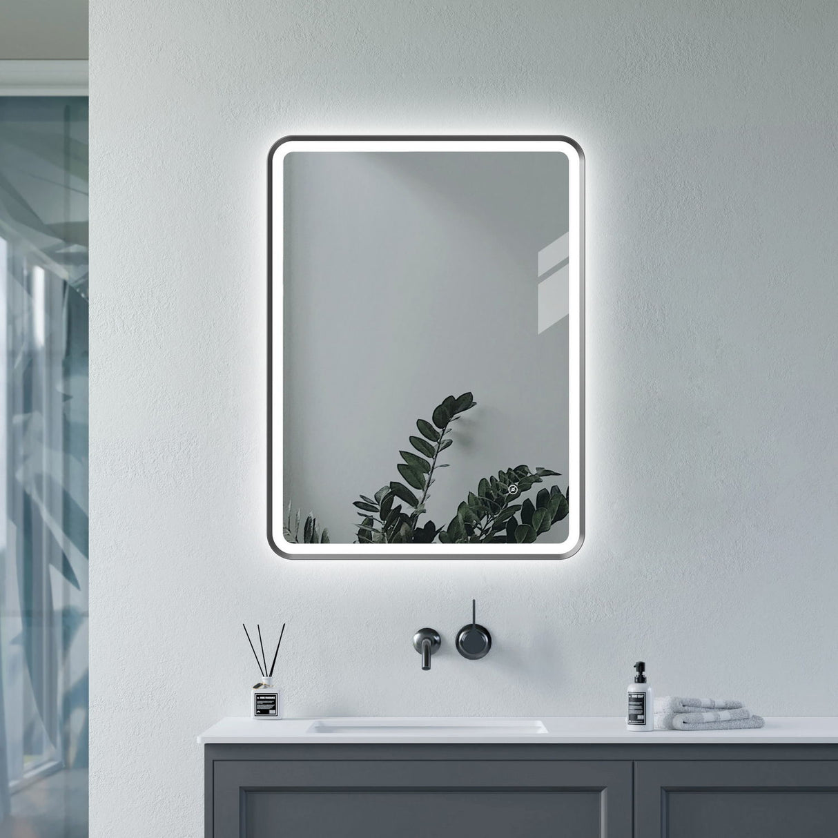 Ajax Woad Matt Black 600mm Rectangle Mirror