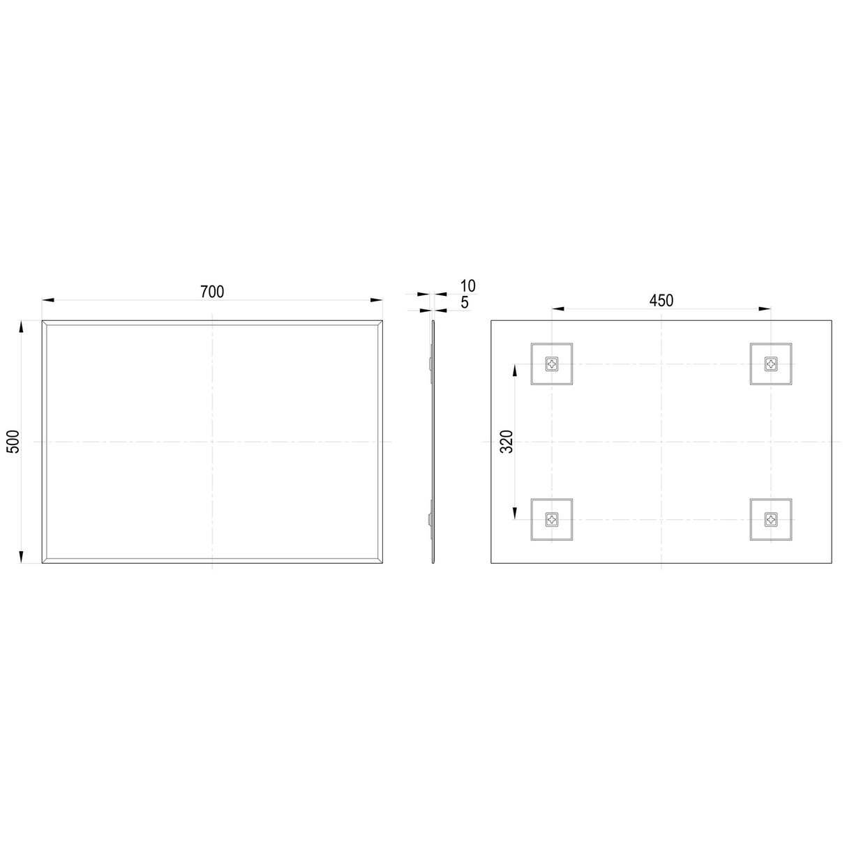 Ajax Whitgift 500mm x 700mm Rectangular Mirror