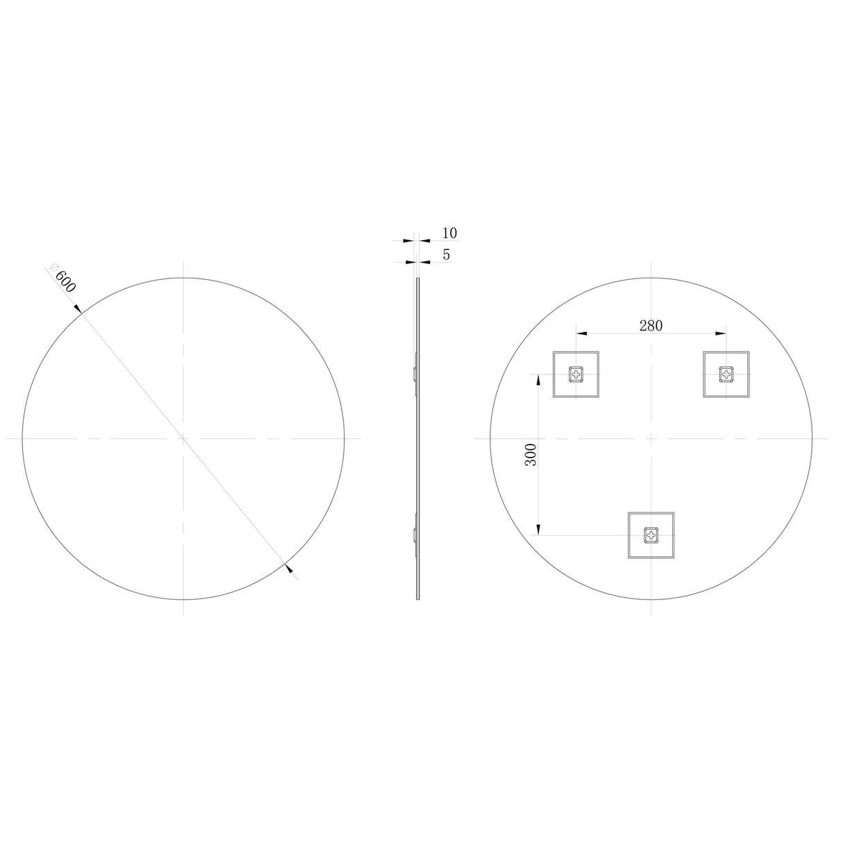 Ajax Whitgift 600mm Round Mirror