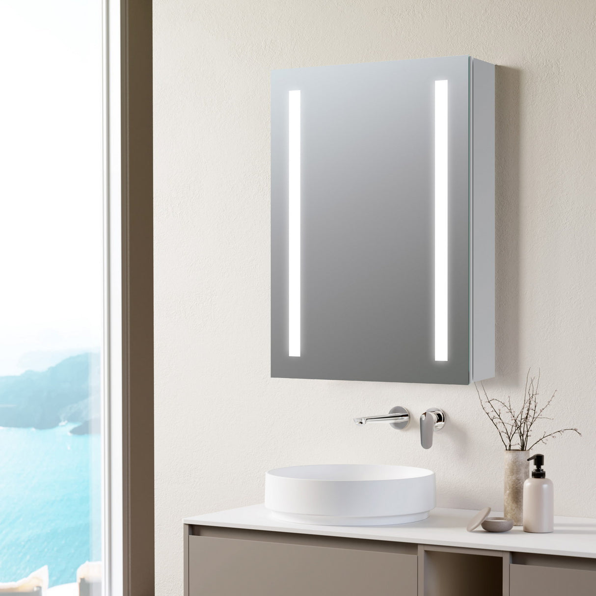 Ajax Tintern 500mm One Door LED Mirrored Bathroom Cabinet