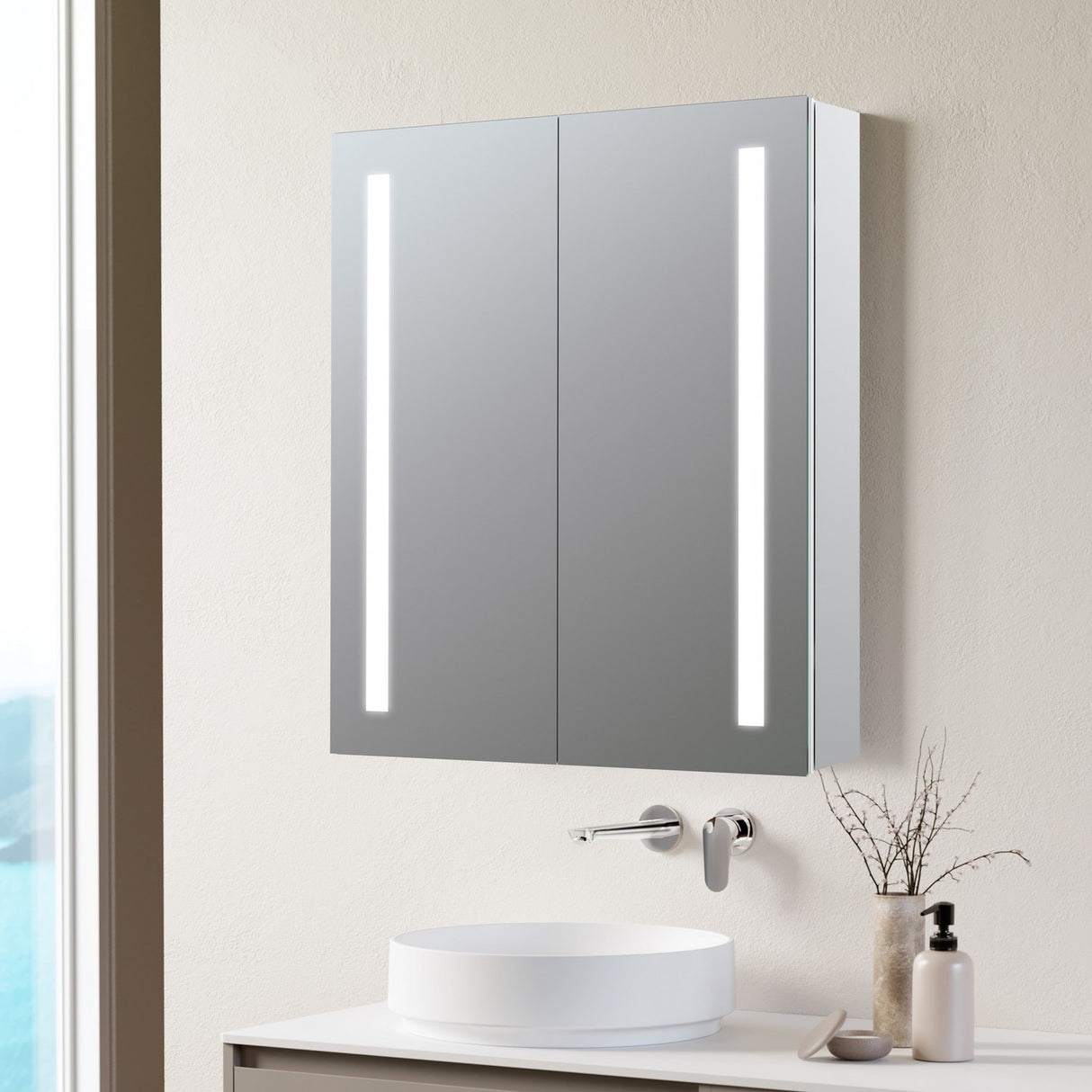 Ajax Tintern 600mm Double Door LED Mirrored Bathroom Cabinet