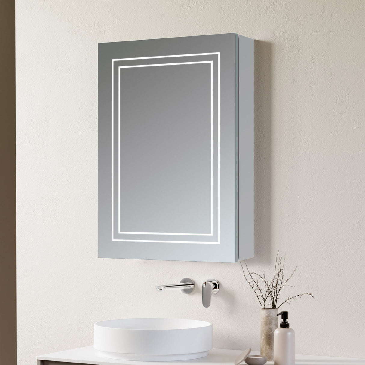 Ajax Grasby 500mm One Door LED Mirrored Bathroom Cabinet