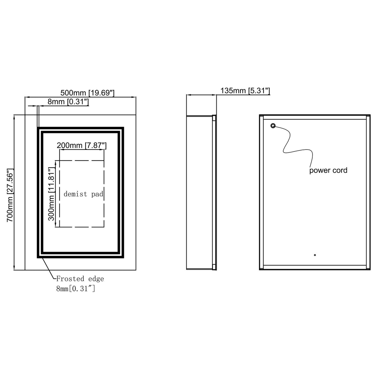 Ajax Grasby 500mm One Door LED Mirrored Bathroom Cabinet