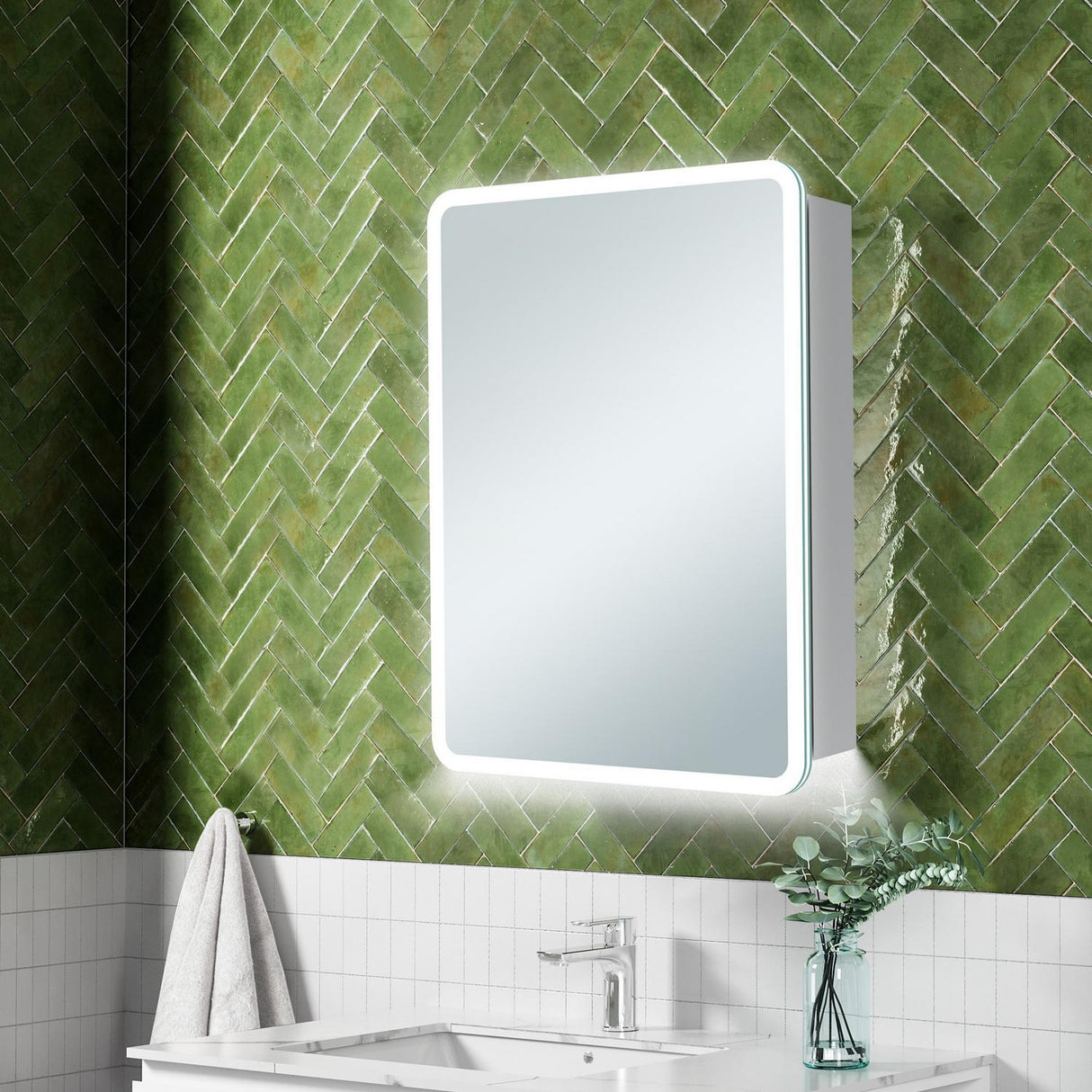 Ajax Allington 500mm One Door LED Mirrored Bathroom Cabinet