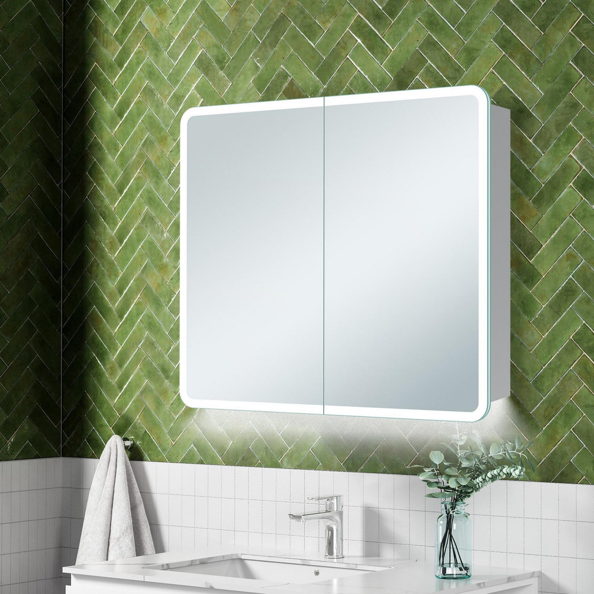 Ajax Allington 600mm Double Door LED Mirrored Bathroom Cabinet