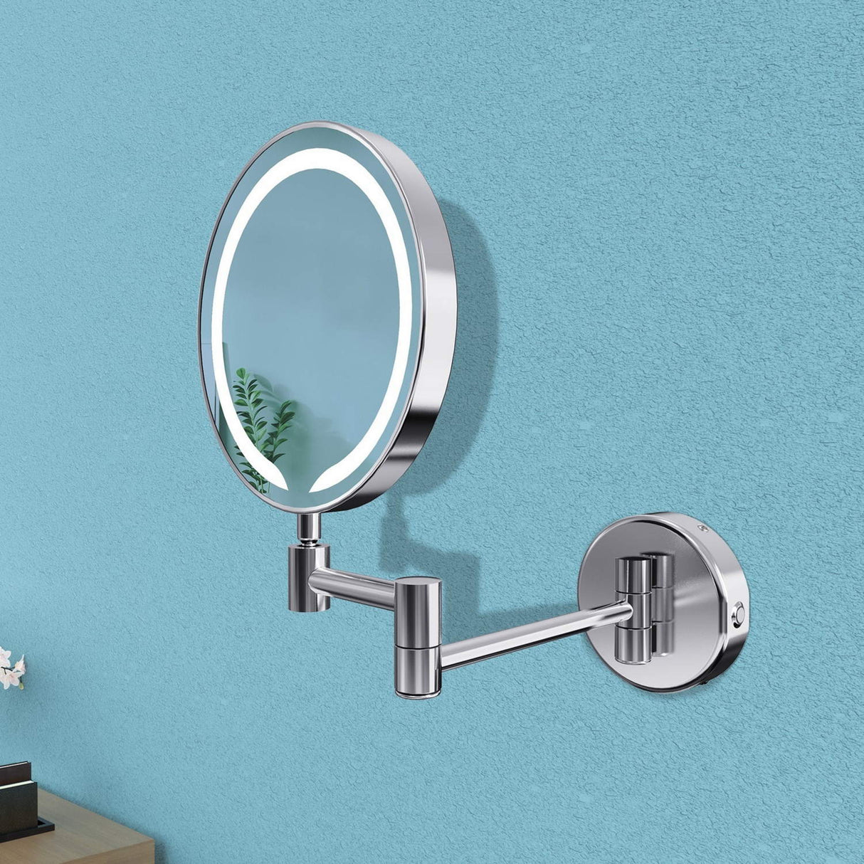 Ajax Bywood Round LED Cosmetic Mirror in Chrome