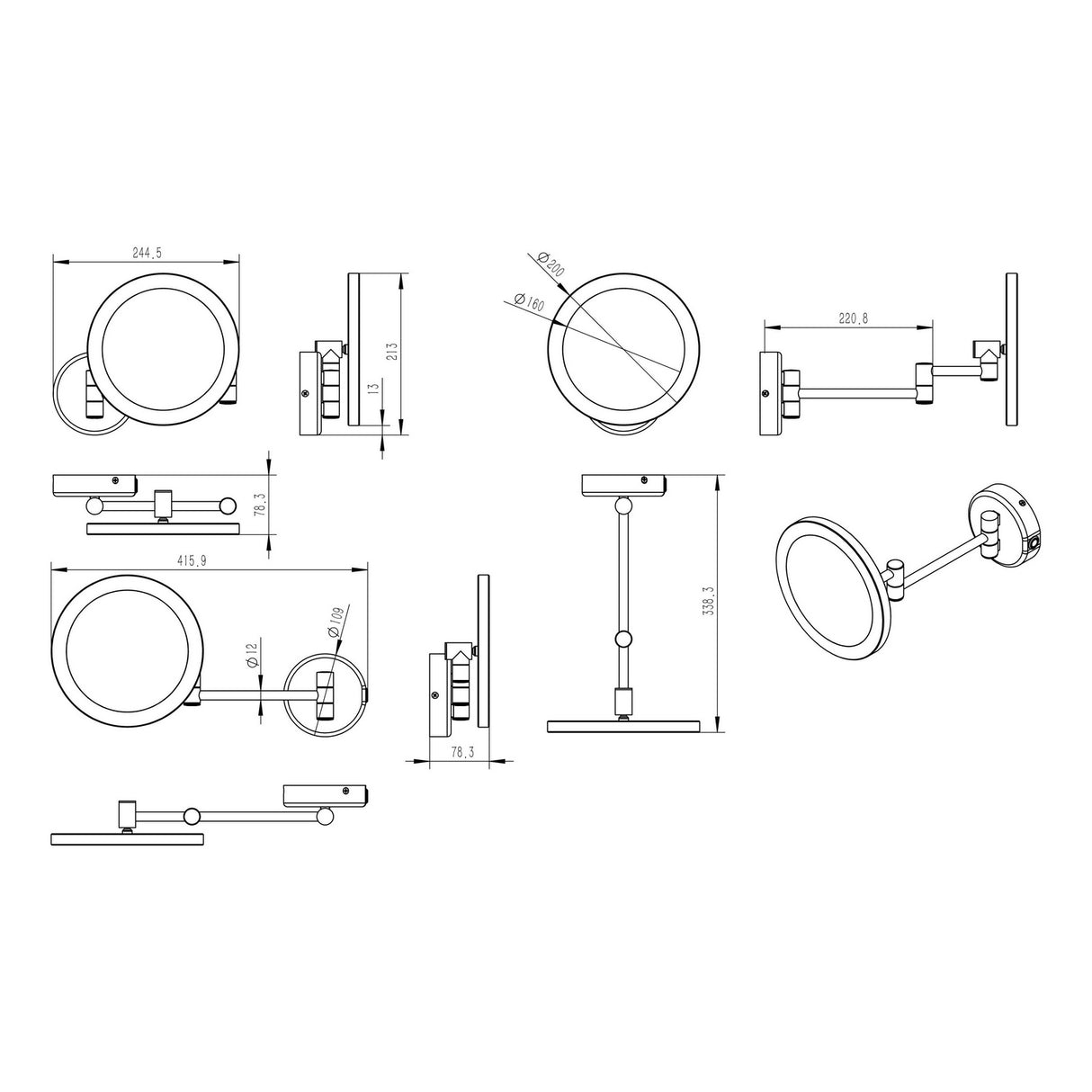 Ajax Glenfield Round LED Cosmetic Mirror