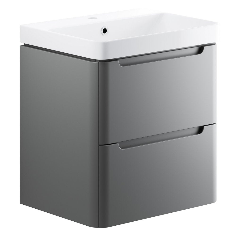 Ajax Ferriby Matt Grey Wall Hung Vanity Unit 605mm