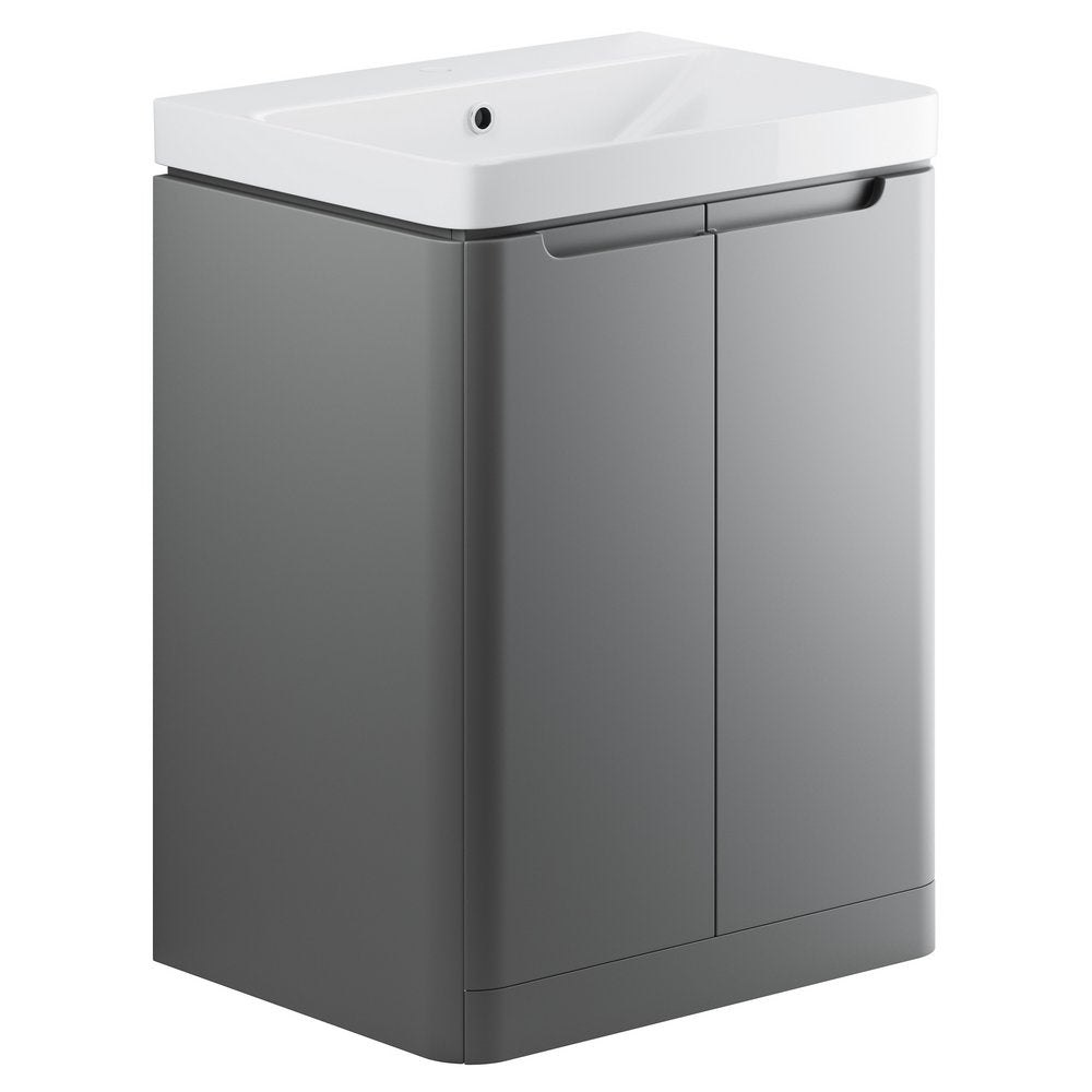Ajax Ferriby Matt Grey Floor Standing Vanity Unit 605mm