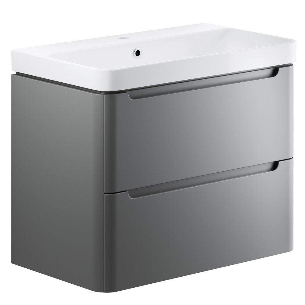 Ajax Ferriby Matt Grey Wall Hung Vanity Unit 805mm