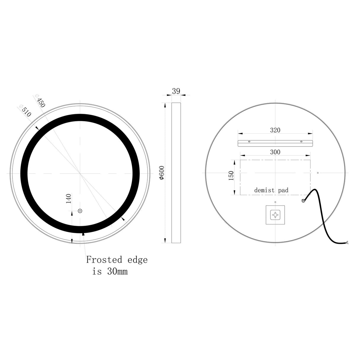 Ajax Bracken Brushed Brass 600mm Round Mirror