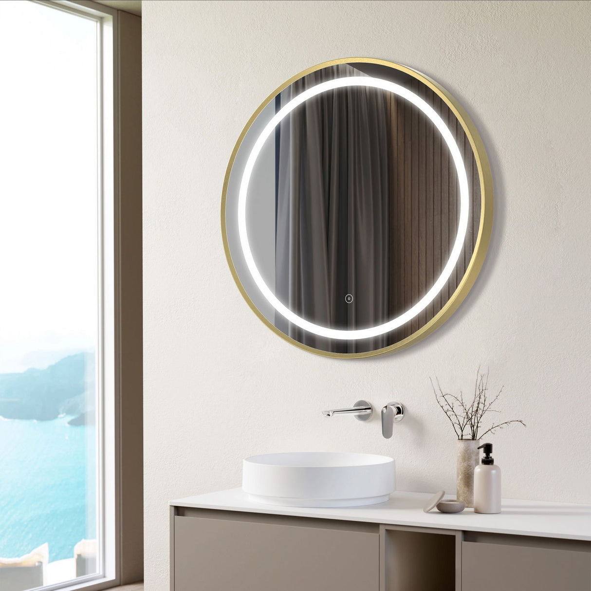 Ajax Bracken Brushed Brass 600mm Round Mirror
