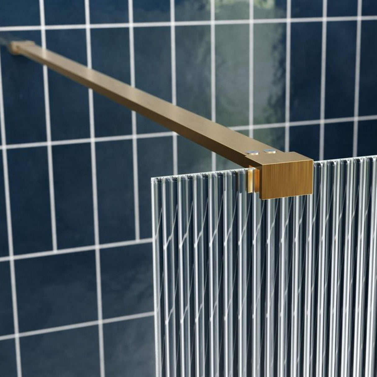 Ajax Reni 8mm Wetroom Panel Fluted Glass with Brushed Brass Profile