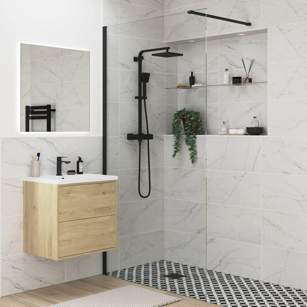 Ajax Reni 8mm Wetroom Panel Clear Glass with Black Profile