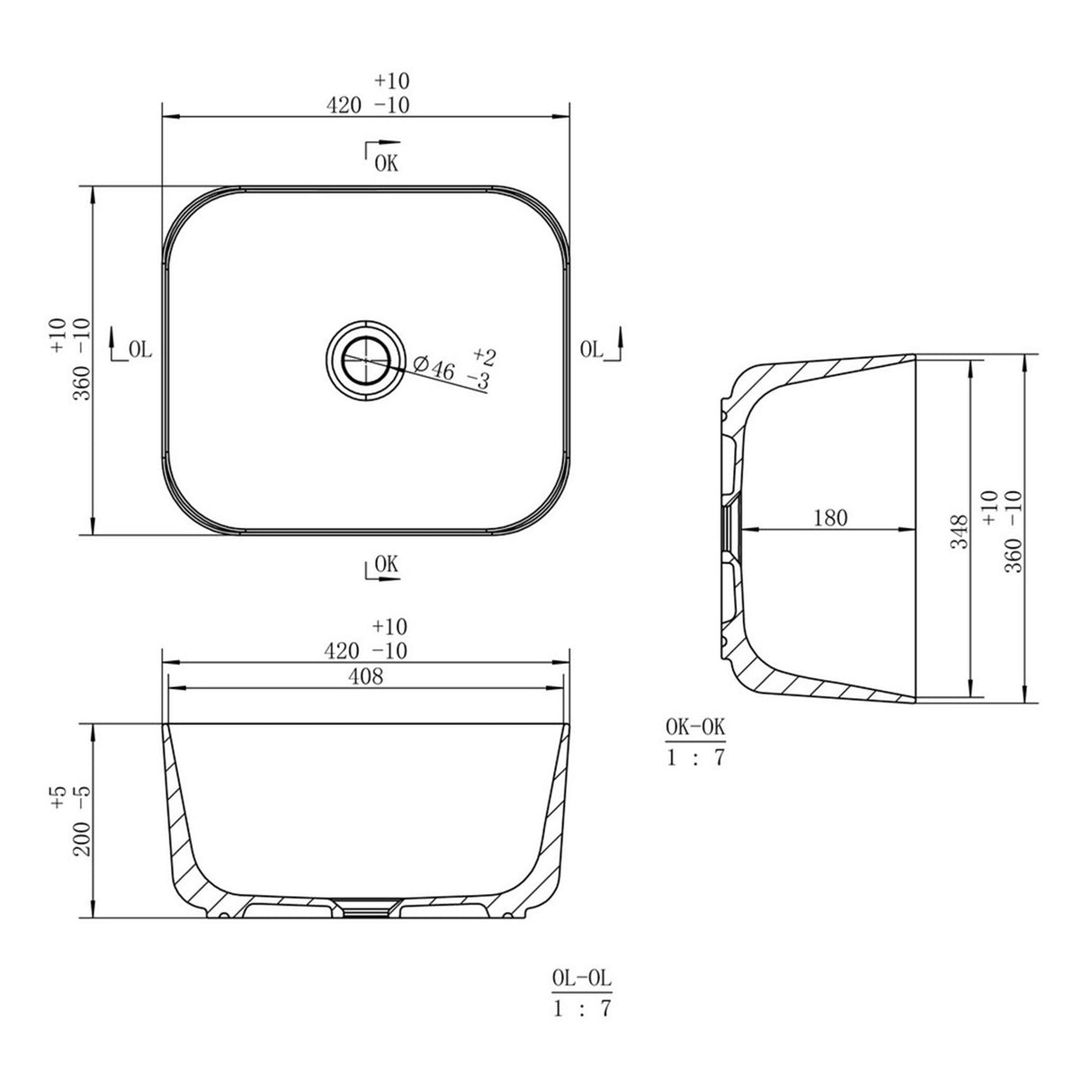 Ajax Barnetby 420mm Ceramic Countertop Deep Basin Dimensions