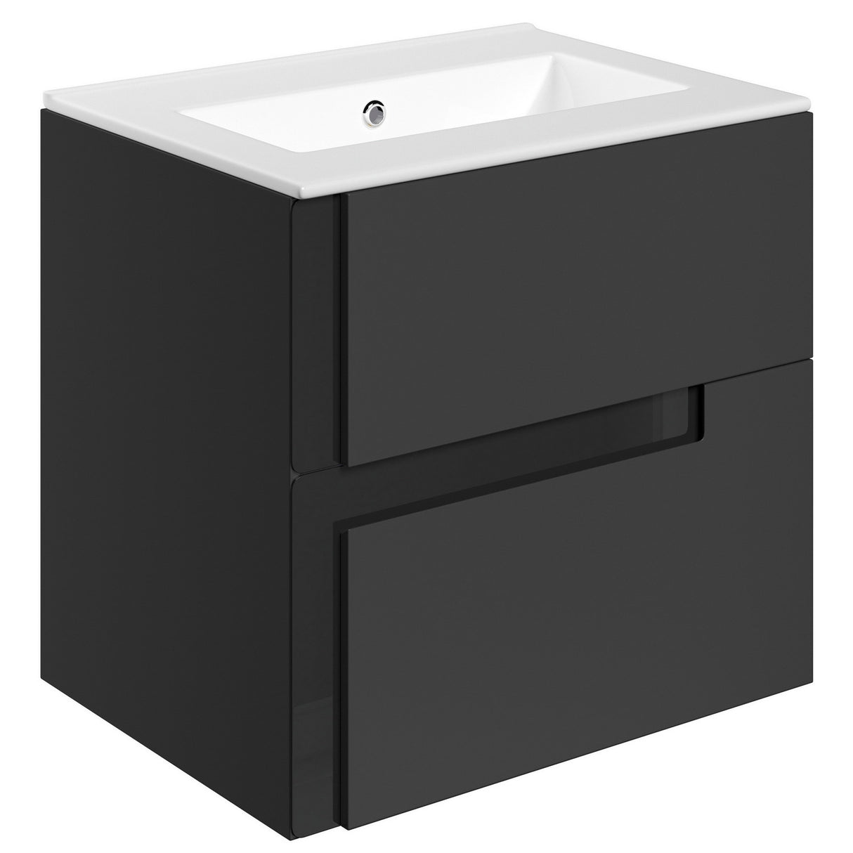 Ajax Brocklesby Matt Black Wall Hung 615mm Vanity Unit with Thin Edge Basin