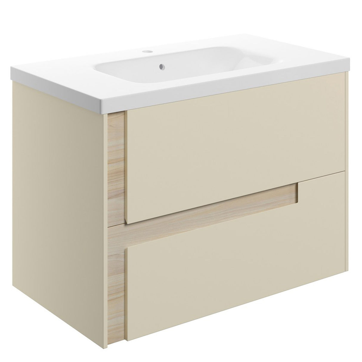 Ajax Brocklesby Matt Cotton Wall Hung 815mm Vanity Unit with White Ceramic Basin