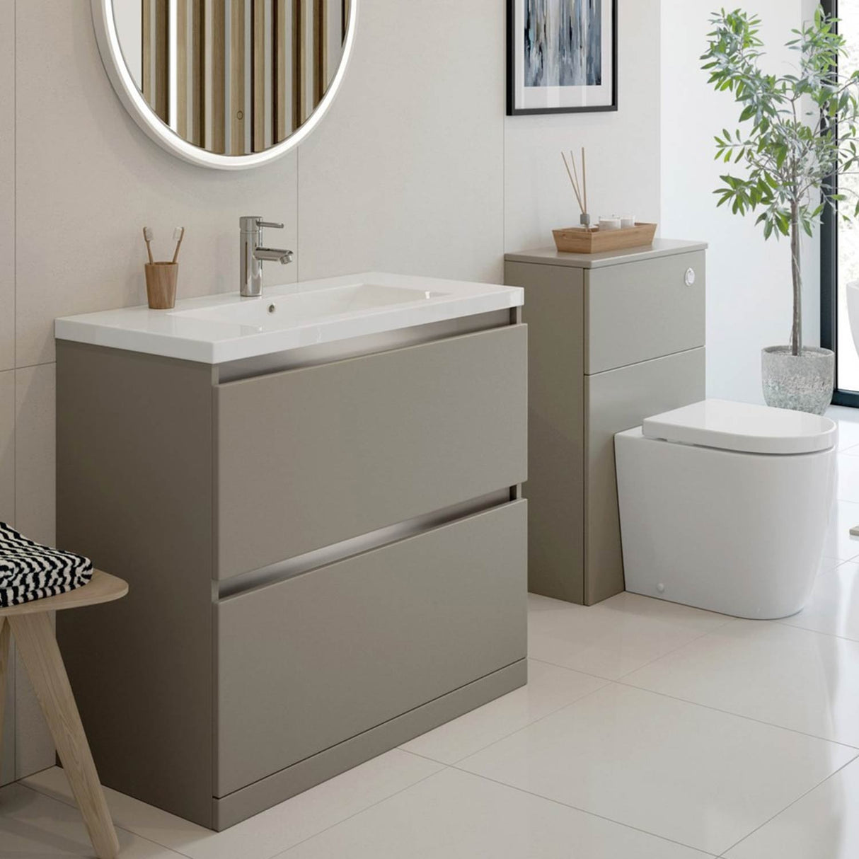 Ajax Brookenby 815mm Floor Standing Vanity Unit with Basin in Matt Latte