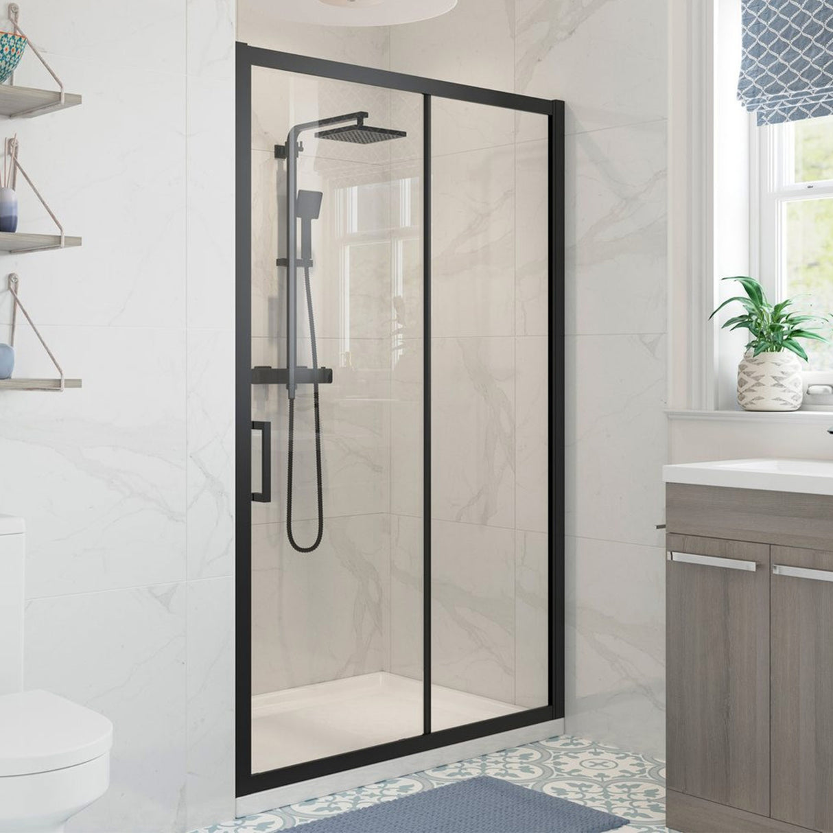 Ajax Keah 6mm Black Sliding Shower Door
