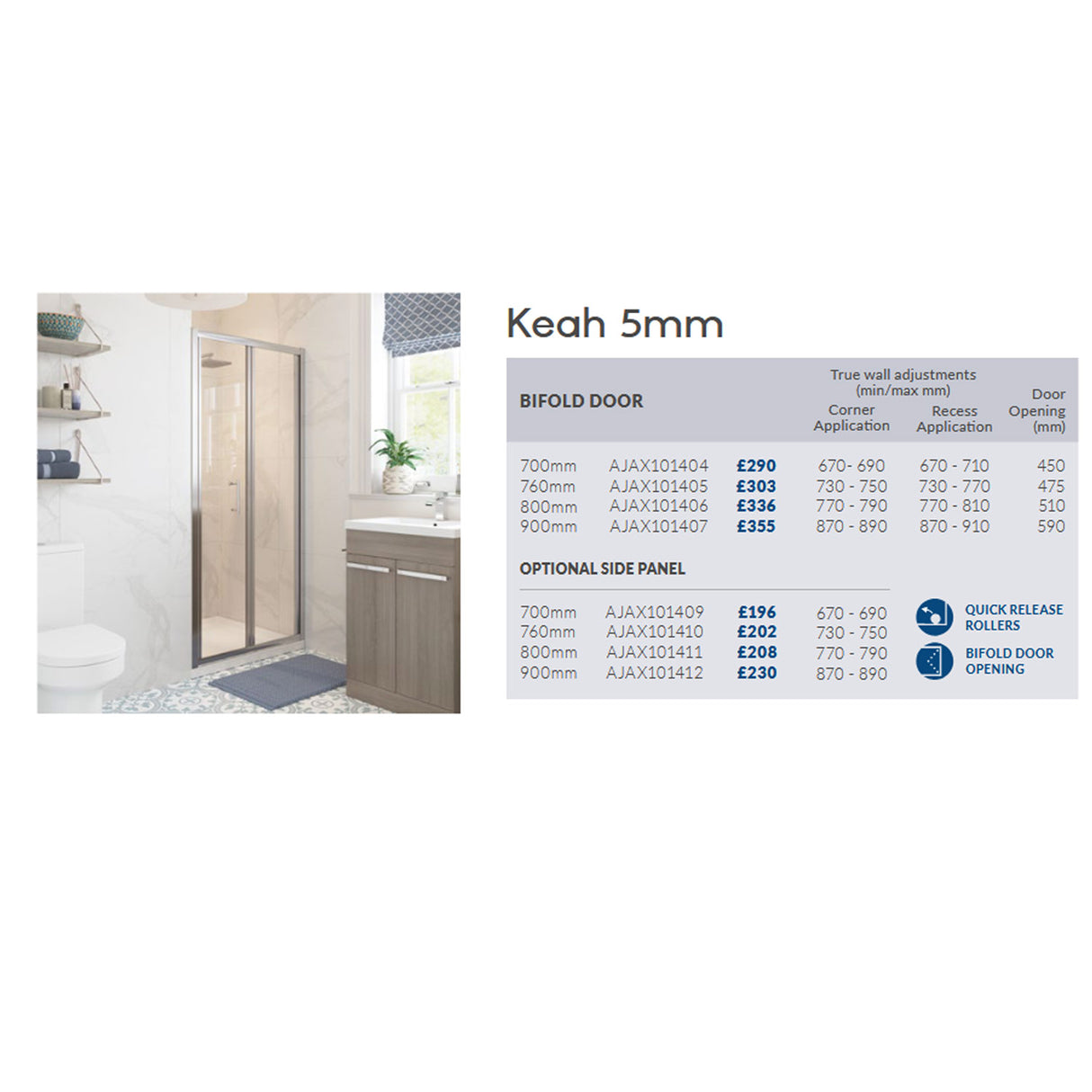 Ajax Keah 6mm Chrome Bifold Shower Door adjustments