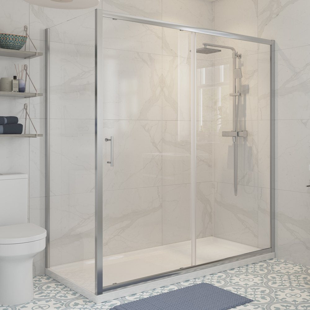 Ajax Keah 6mm Chrome Sliding Shower Door with side panel