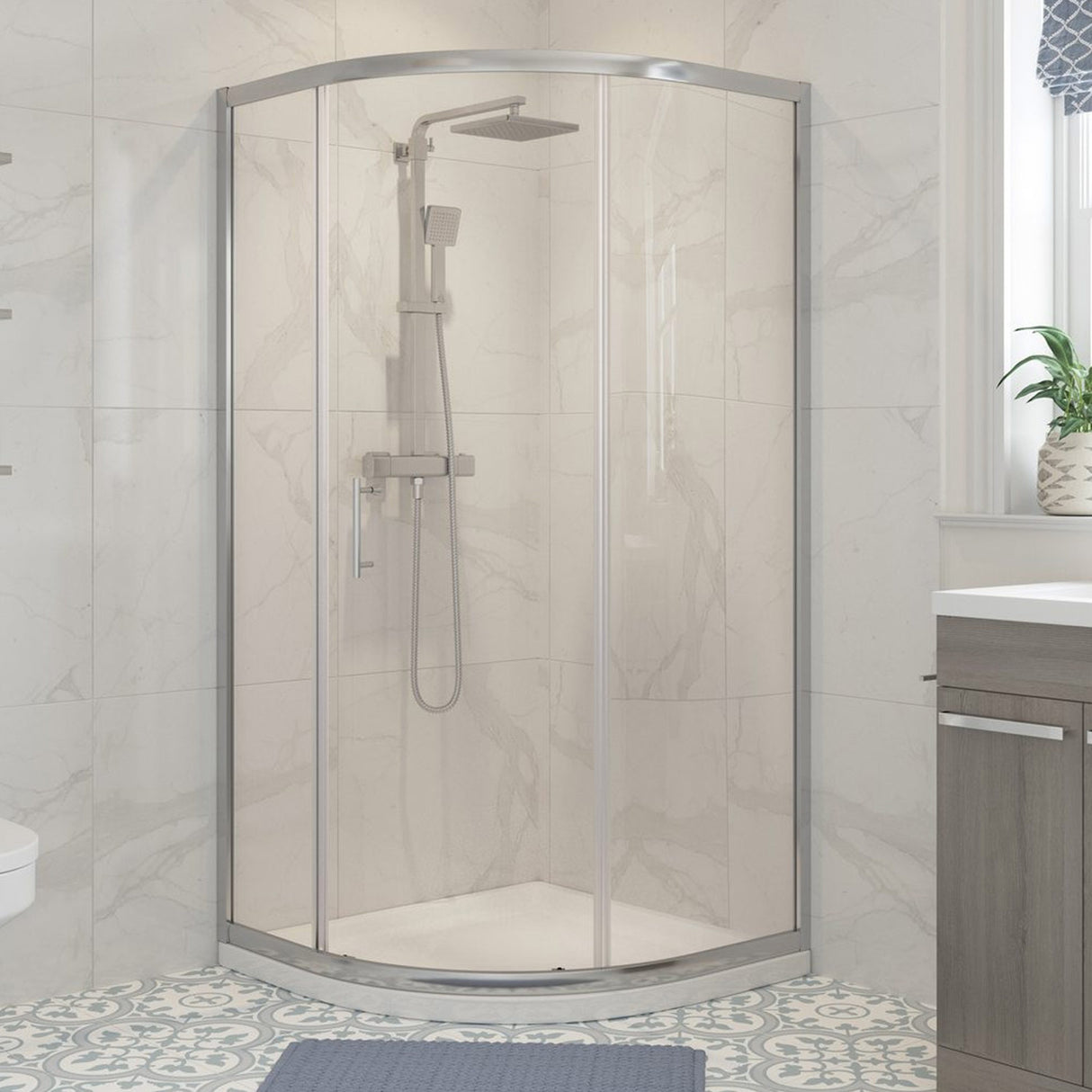 Ajax Keah One Door Quadrant Shower Enclosure in Chrome