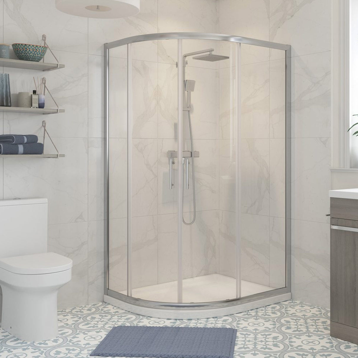 Ajax Keah Two Door Offset Quadrant Shower Enclosure in Chrome
