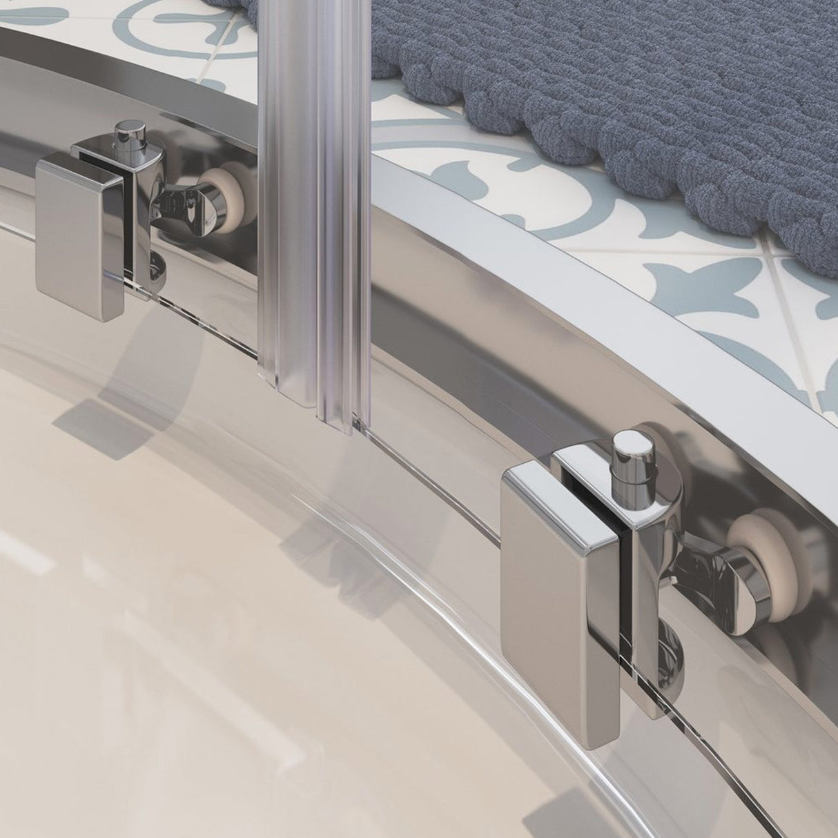 Ajax Keah Two Door Quadrant Shower Enclosure in Chrome bottom