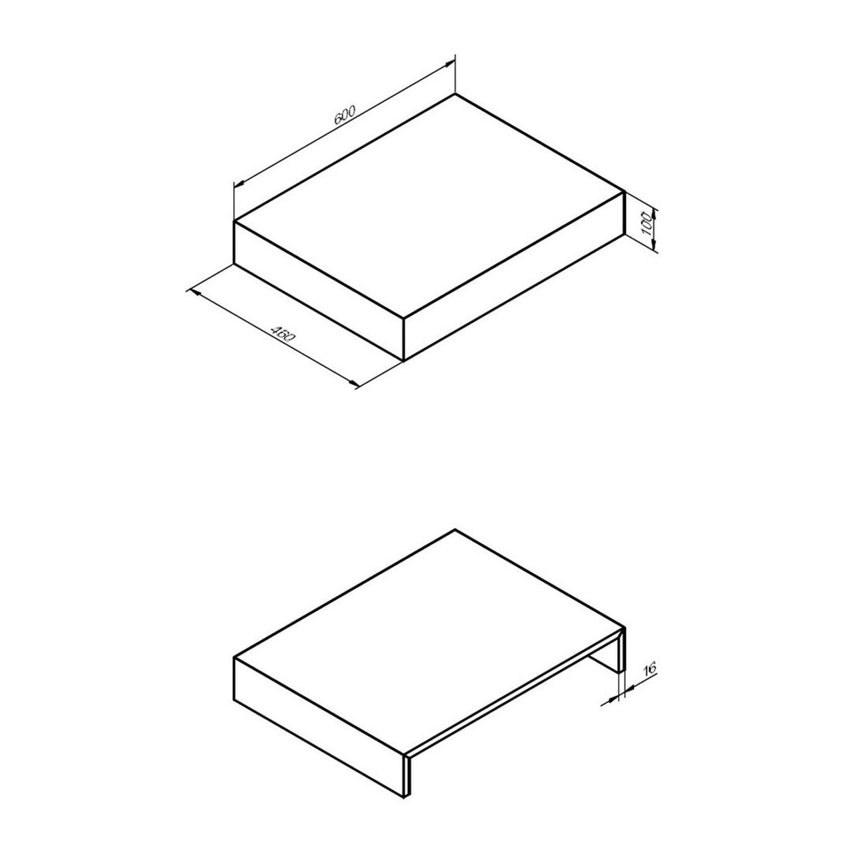 Ajax Kelsey Wall Hung 600mm Storage Drawer Unit in Grey Marble shelf dimensions