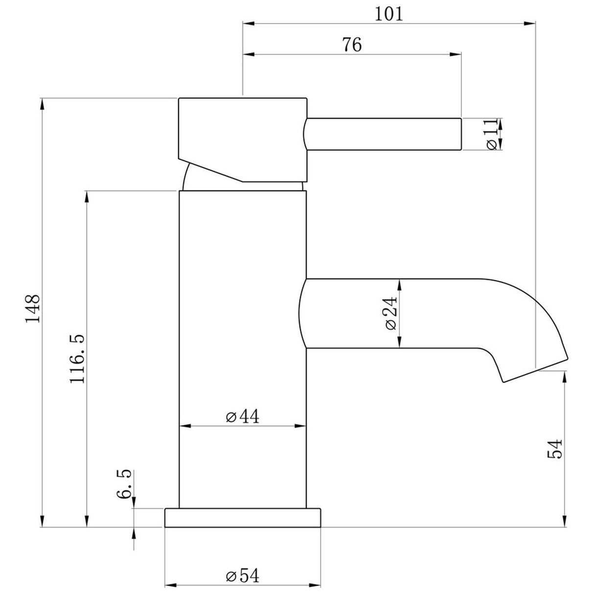 Ajax Ouse Basin Mixer with Waste In Brushed Bronze dimensions