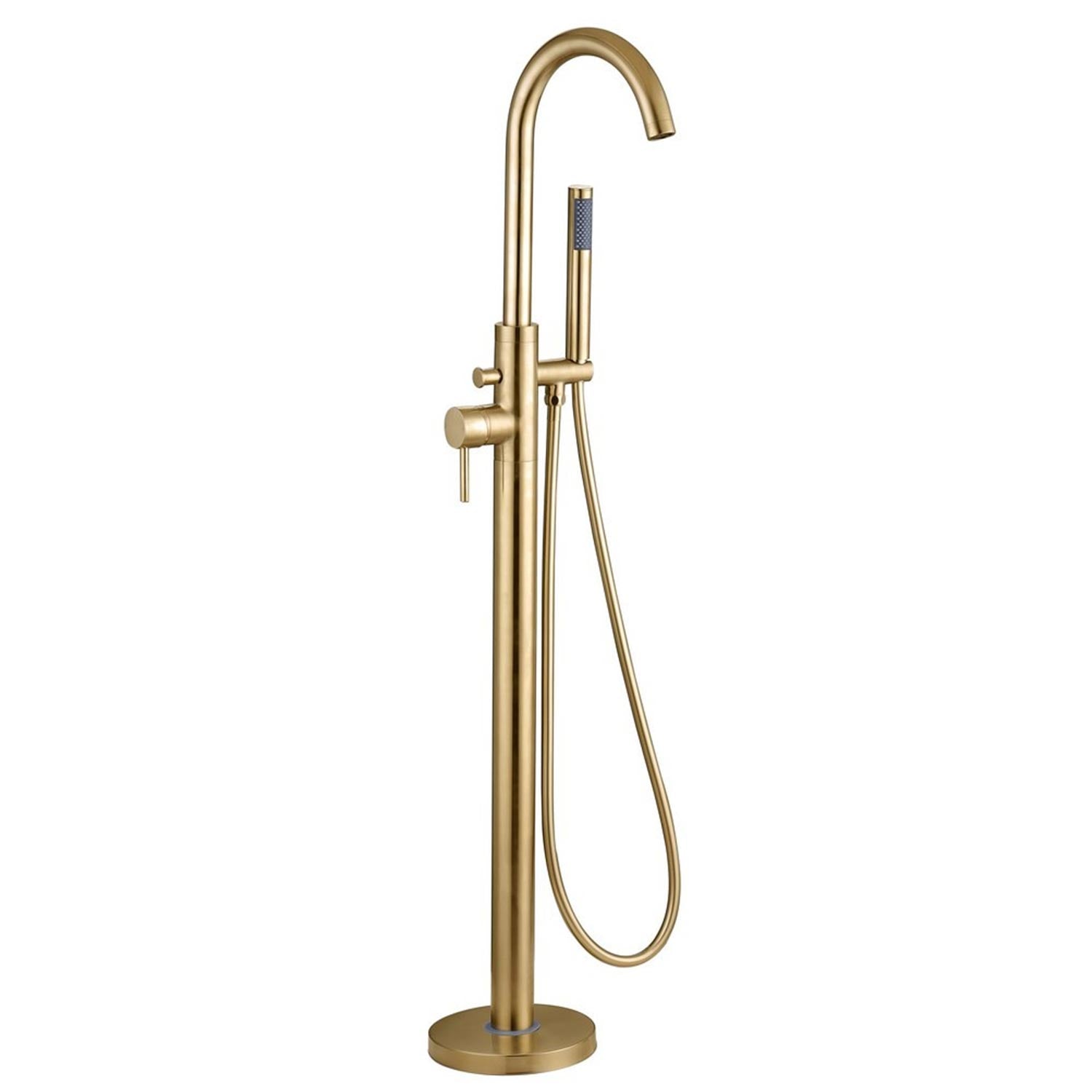 Ajax Ouse Floor Standing Bath Shower Mixer in Brushed Brass