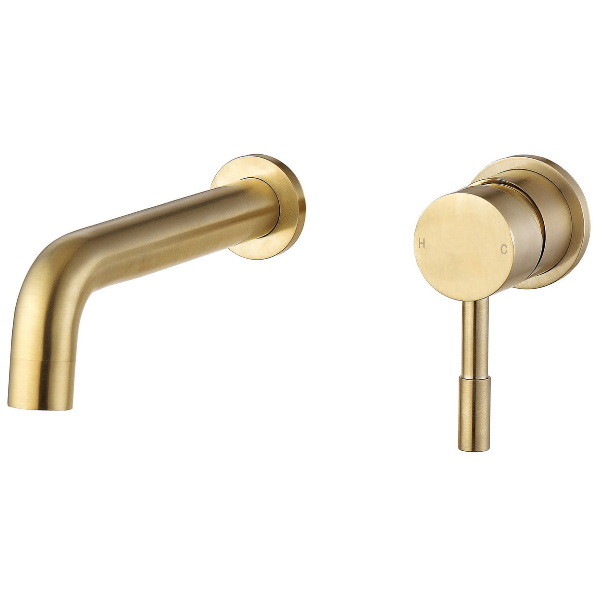 Ajax Ouse Wall Mounted Basin Mixer with 155mm Spout in Brushed Brass