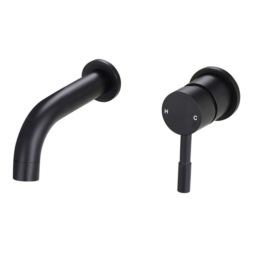 Ajax Ouse Wall Mounted Basin Mixer with 155mm Spout in Matt Black