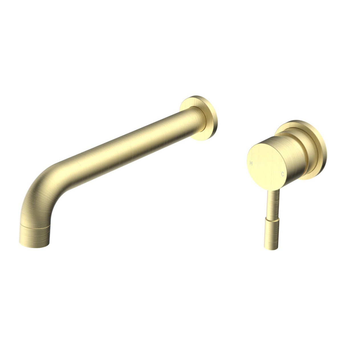Ajax Ouse Wall Mounted Basin Mixer with 220mm Spout in Brushed Brass