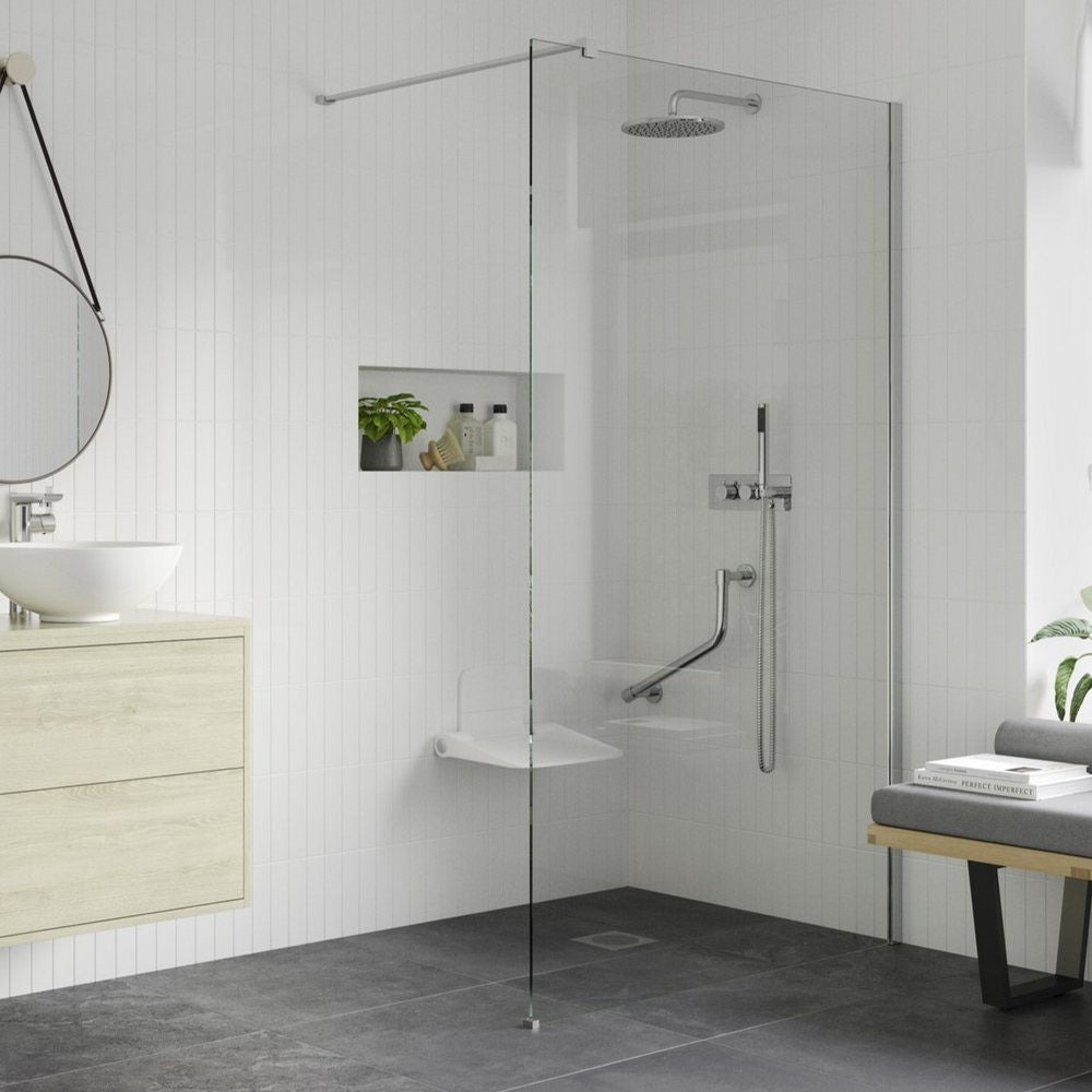 Ajax Reni 8mm Wetroom Panel Clear Glass with Chrome Profile