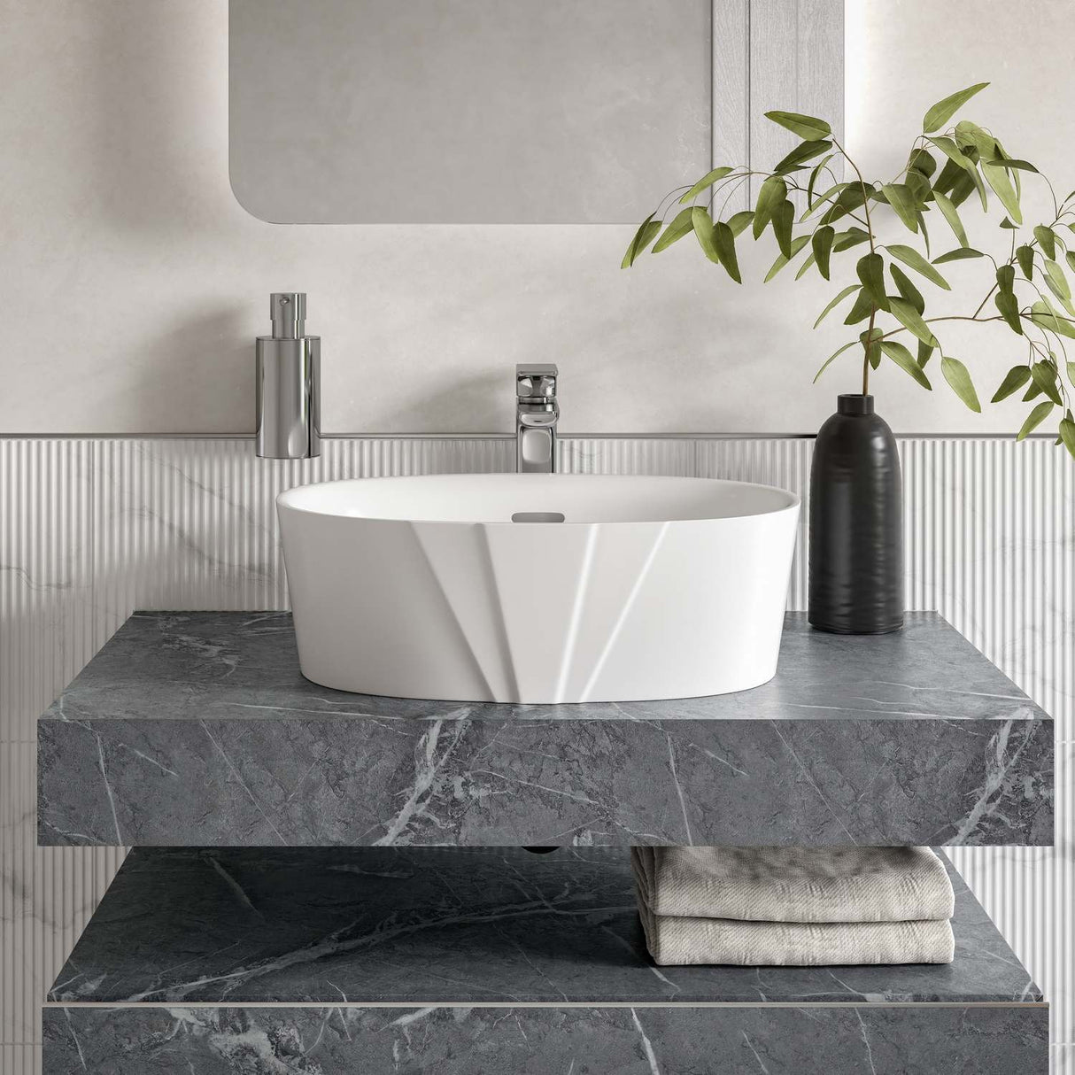 Ajax Roxby 460mm White Countertop Basin lifestyle