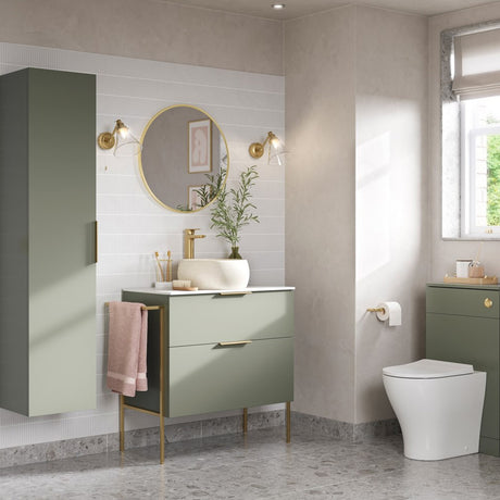 Ajax Somercotes 500mm WC Unit in Matt Olive Green Lifestyle