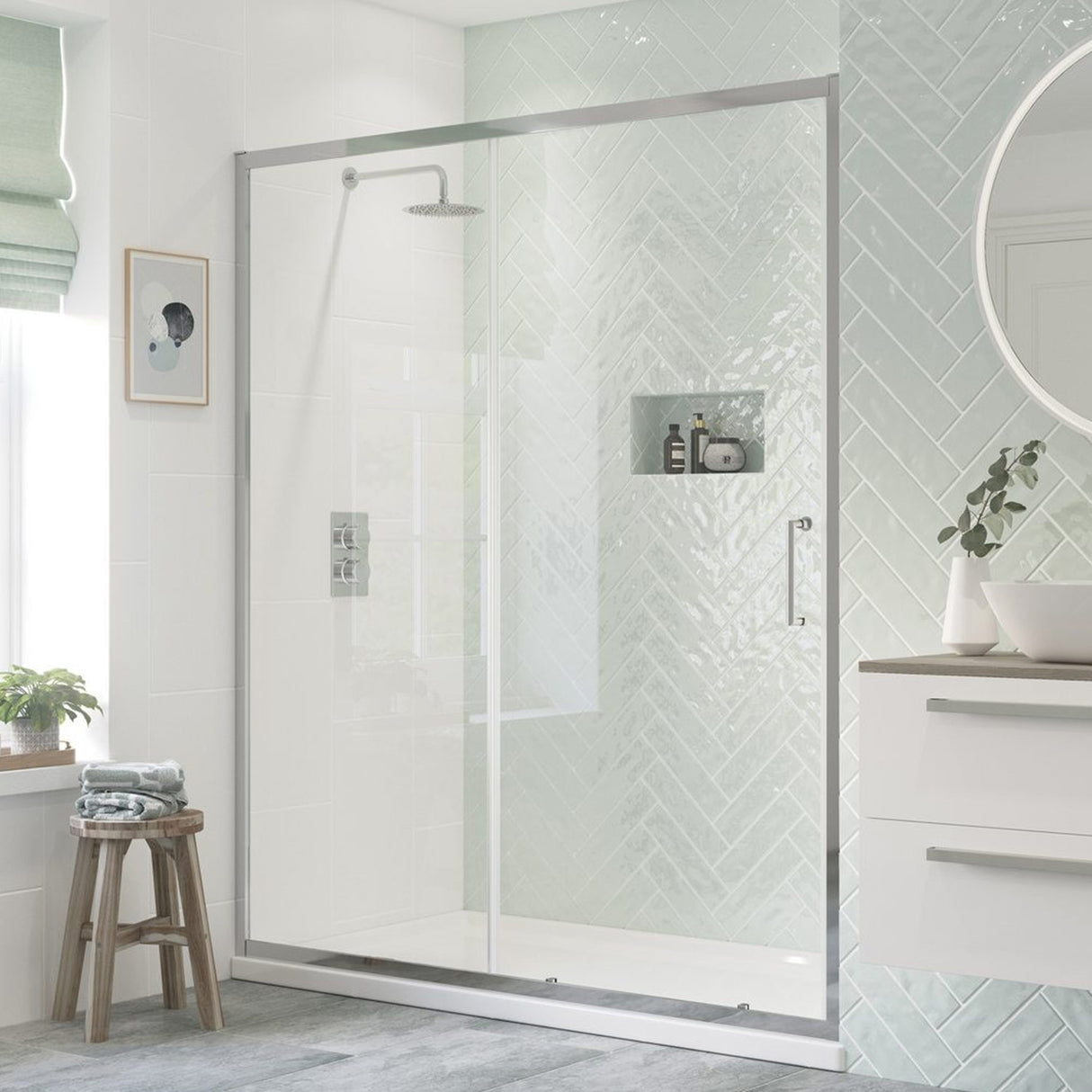 Ajax Tori 8mm Chrome Sliding Shower Door